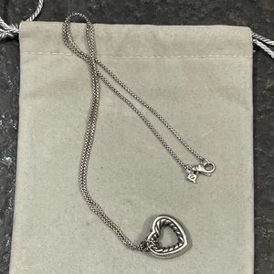 David Yurman 925 & 18k Large Cable Heart Pendant Necklace 18”